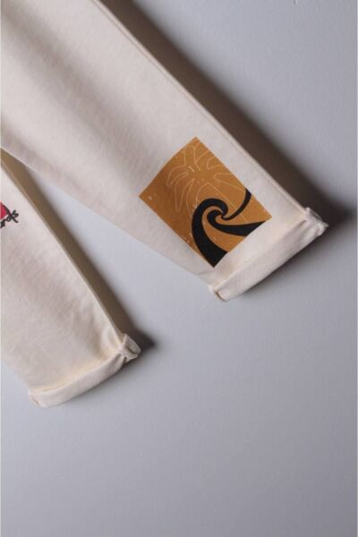 Moon Baby Grafitti Baskılı Kabartmalı Unisex Pamuk Kız Çocuk Erkek Çocuk Alt-Üst Takım