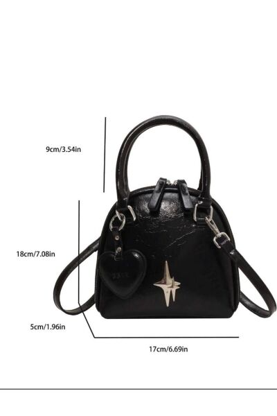 Moon Home Collection Siyah Mini Rugan Askı Detaylı Kadın Çanta