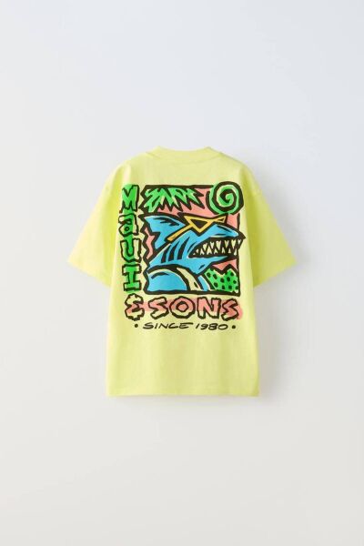 Vanilla Avenue Yeşil Neon Erkek Çocuk Baskılı Pamuklu Tişört Şort Alt-üst Takım Yeşil 5-6 Yaş  Unisex