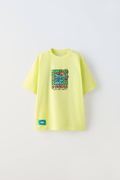Vanilla Avenue Yeşil Neon Erkek Çocuk Baskılı Pamuklu Tişört Şort Alt-üst Takım Yeşil 5-6 Yaş  Unisex