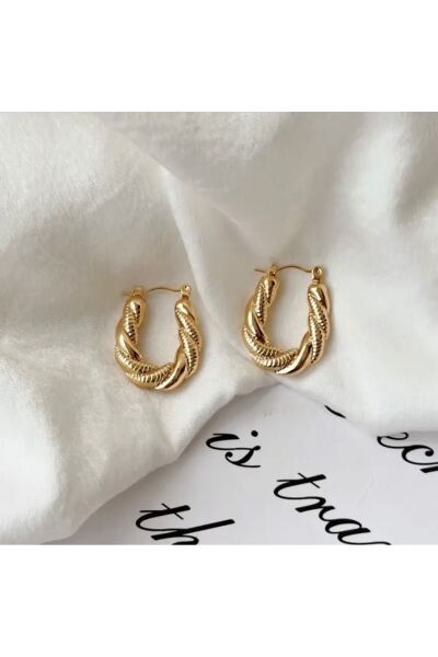 Vanilla Avenue Altın Sarısı Antik Burgu U Şeklinde Sallantılı Kadın Küpe