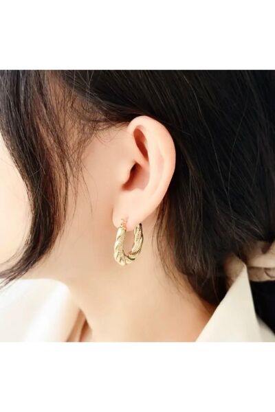 Vanilla Avenue Altın Sarısı Antik Burgu U Şeklinde Sallantılı Kadın Küpe