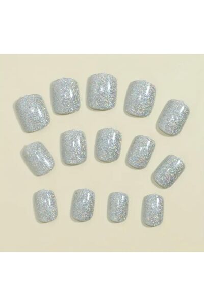 Vanilla Avenue Işıltılı Kare Kesim Kendinden Yapışkanlı Tırnak Seti 24 Adet