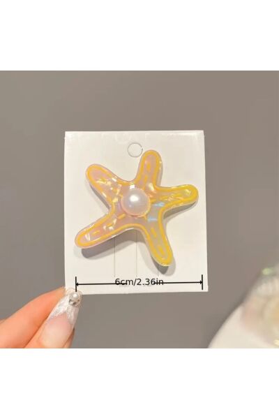 Collection 4 Adet Lila Tonlarında Deniz Yıldızı İnci Detaylı Kız Çocuk Saç Tokaları Mor Tek Ebat  Kadın / Kız