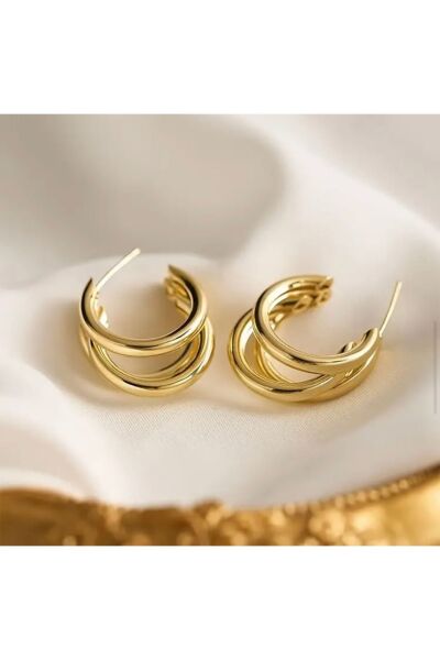 Moon Home Collection Modern Minimalist Altın Rengi Halka Sallantılı Kadın Küpe