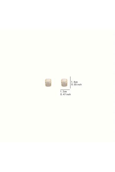 Moon Home Collection Beyaz Şık Damla Şeklinde Geometrik Kare Günlük Kullanım Kadın Küpe Beyaz Tek Ebat  Kadın / Kız