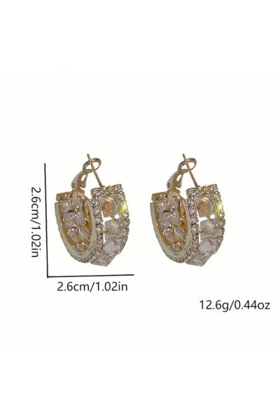 Moon Home Collection Hoop Parıldayan Kübik Zirkonya 925 Gümüş Günlük Kullanım Kadın Küpe Beyaz Tek Ebat  Kadın / Kız