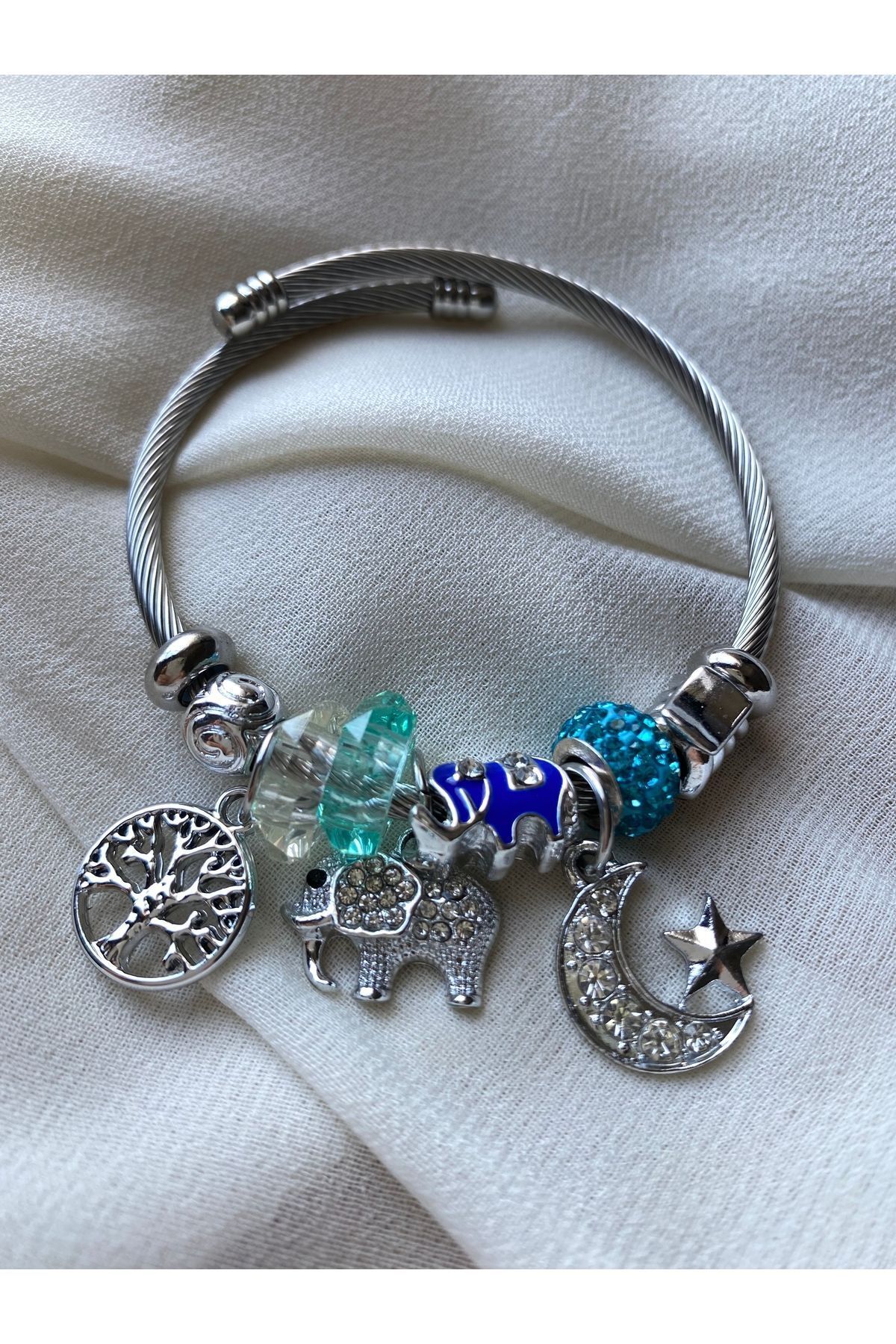 Vanilla Avenue Mavi Ay Yıldız Kararmaz Çelik Bileklik