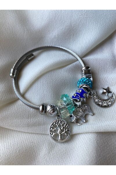 Vanilla Avenue Mavi Ay Yıldız Kararmaz Çelik Bileklik