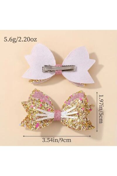 Vanilla Avenue Pembe Altın Parıltılı Kelebek Kız Çocuk Saç Tokaları