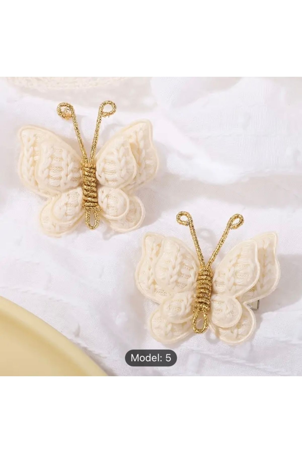 Vanilla Avenue 2 Adet Krem Rengi Kelebek Altın Sarısı Detaylı Kız Çocuk Saç Tokası