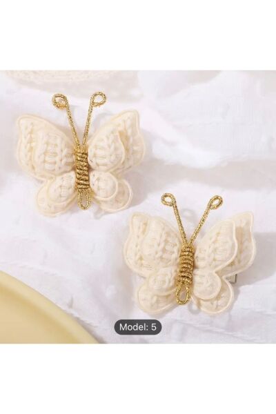 Vanilla Avenue 2 Adet Krem Rengi Kelebek Altın Sarısı Detaylı Kız Çocuk Saç Tokası