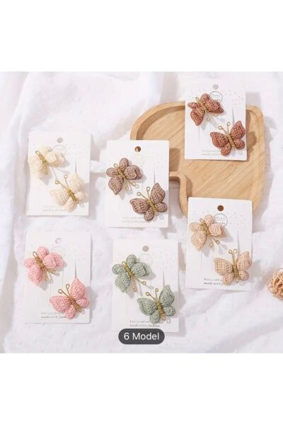 Vanilla Avenue 2 Adet Krem Rengi Kelebek Altın Sarısı Detaylı Kız Çocuk Saç Tokası