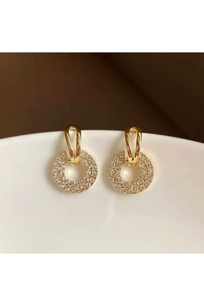 Vanilla Avenue Şık Vintage Esintili Geometrik Işıltılı Daire Sallantılı Kadın Küpe