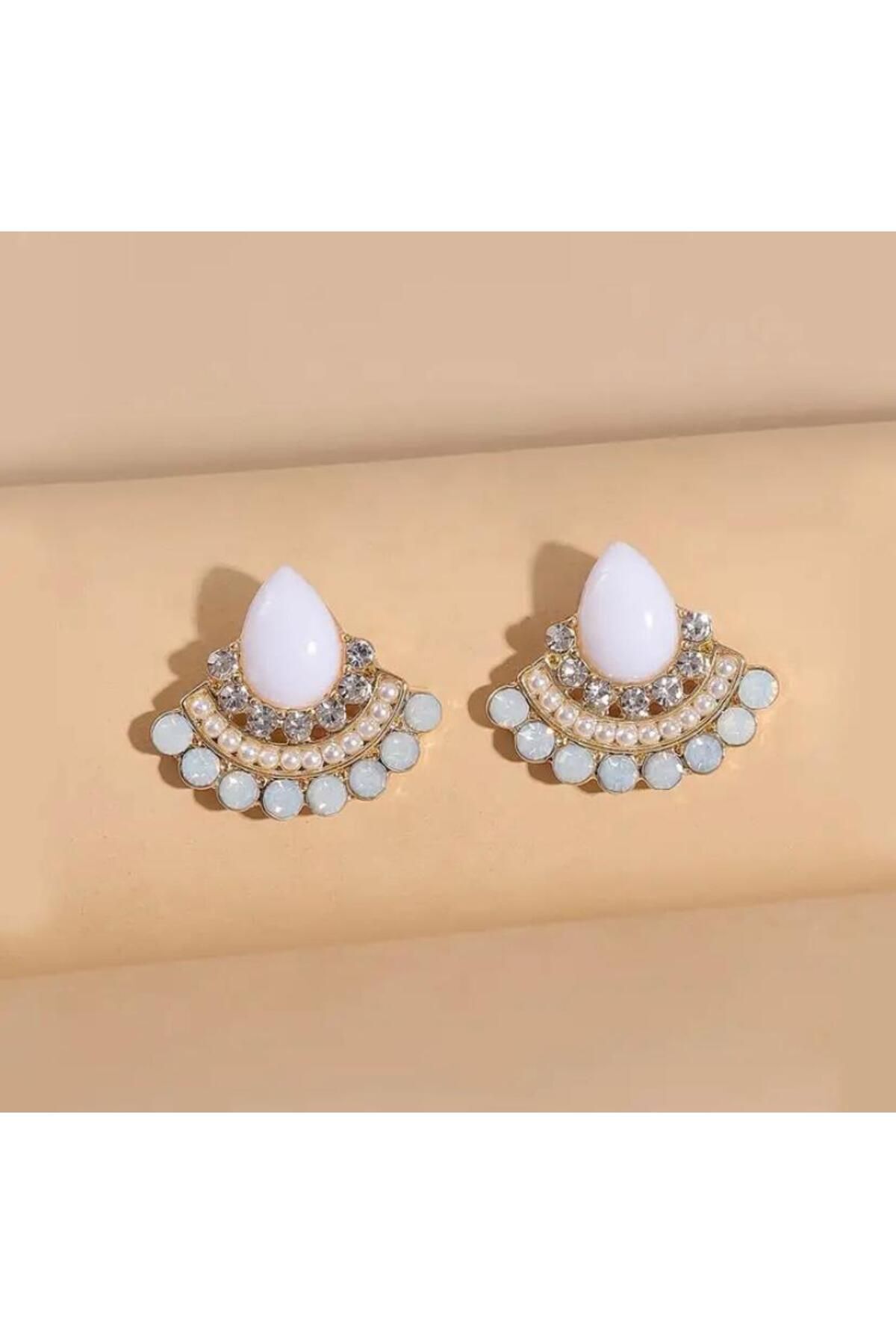 Vanilla Avenue Damla Detaylı Incili Işıltılı Kadın Küpe