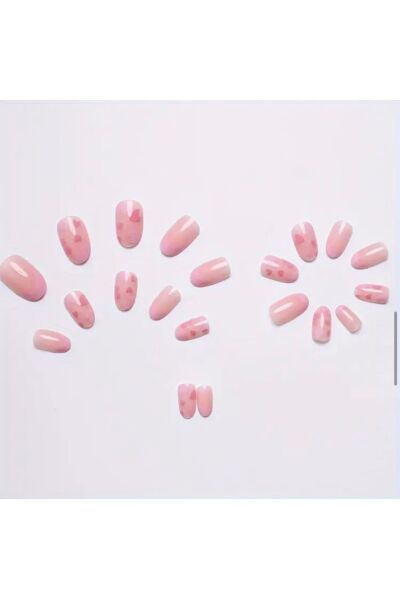 Vanilla Avenue Pembe Kalpli Kendinden Yapışkanlı Takma Tırnak 24 Adet