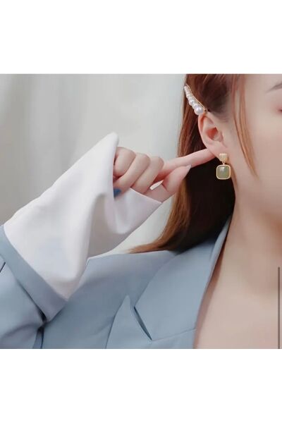 Vanilla Avenue Yeşil Vintage Tarz Yuvarlak Sallantılı Kadın Küpe