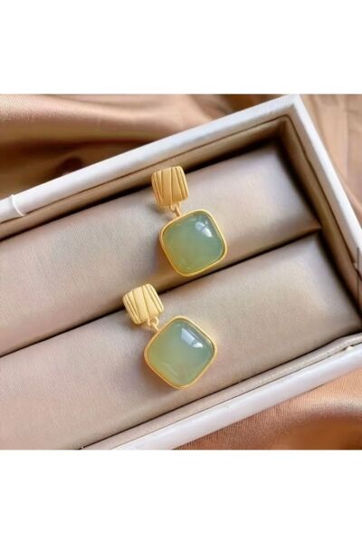 Vanilla Avenue Yeşil Vintage Tarz Yuvarlak Sallantılı Kadın Küpe