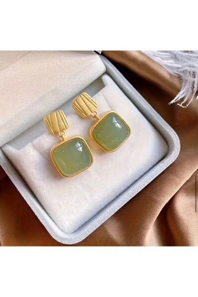 Vanilla Avenue Yeşil Vintage Tarz Yuvarlak Sallantılı Kadın Küpe