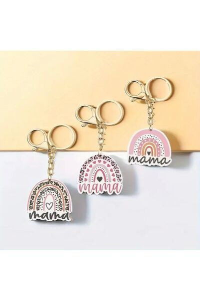 Vanilla Avenue Mama Sloganlı Gökkuşağı Anne Anahtarlık