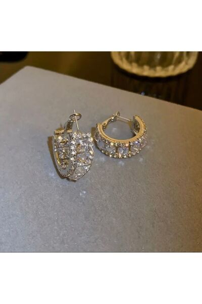 Vanilla Avenue Hoop Parıldayan Kübik Zirkonya 925 Gümüş Günlük Kullanım Kadın Küpe