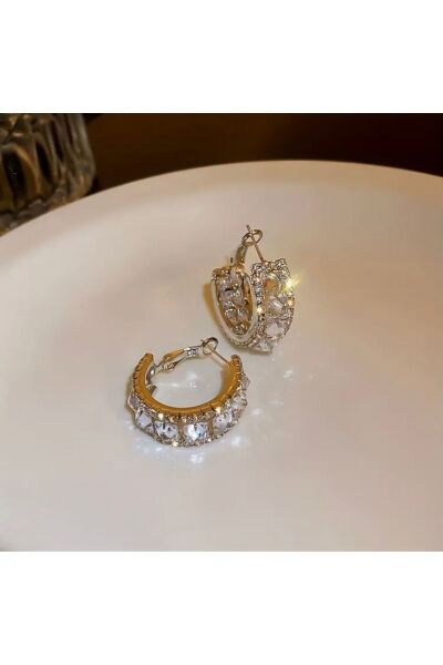 Vanilla Avenue Hoop Parıldayan Kübik Zirkonya 925 Gümüş Günlük Kullanım Kadın Küpe