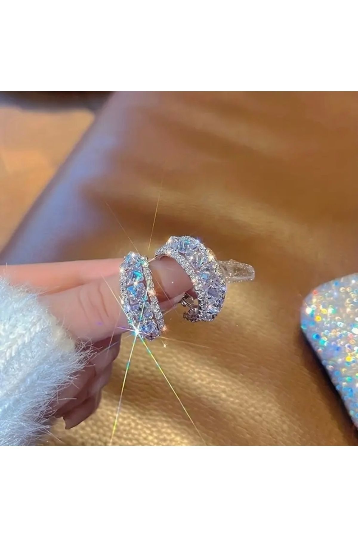 Vanilla Avenue Hoop Parıldayan Kübik Zirkonya 925 Gümüş Günlük Kullanım Kadın Küpe