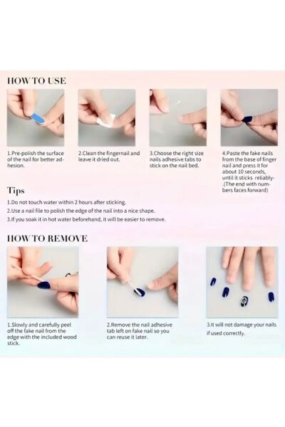 Vanilla Avenue Pembe Kalp Desenli Ombre Kendinden Yapışkanlı Takma Tırnak 24 Adet