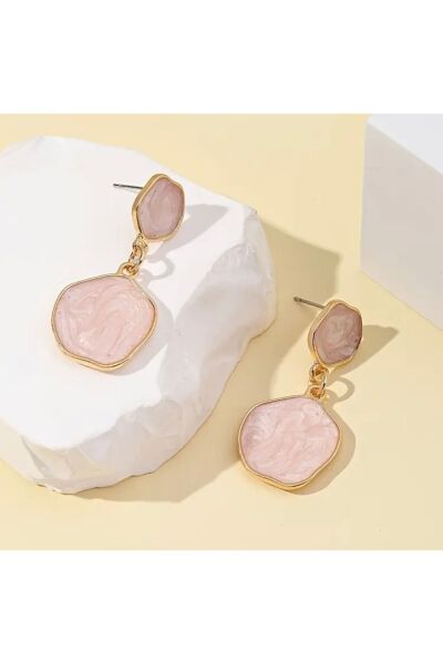 Moon Home Collection Pudra Sevimli Stil Geometrik Şekil Sallantılı Kadın Küpe Pembe Tek Ebat  Kadın / Kız
