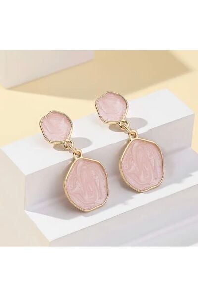 Moon Home Collection Pudra Sevimli Stil Geometrik Şekil Sallantılı Kadın Küpe Pembe Tek Ebat  Kadın / Kız