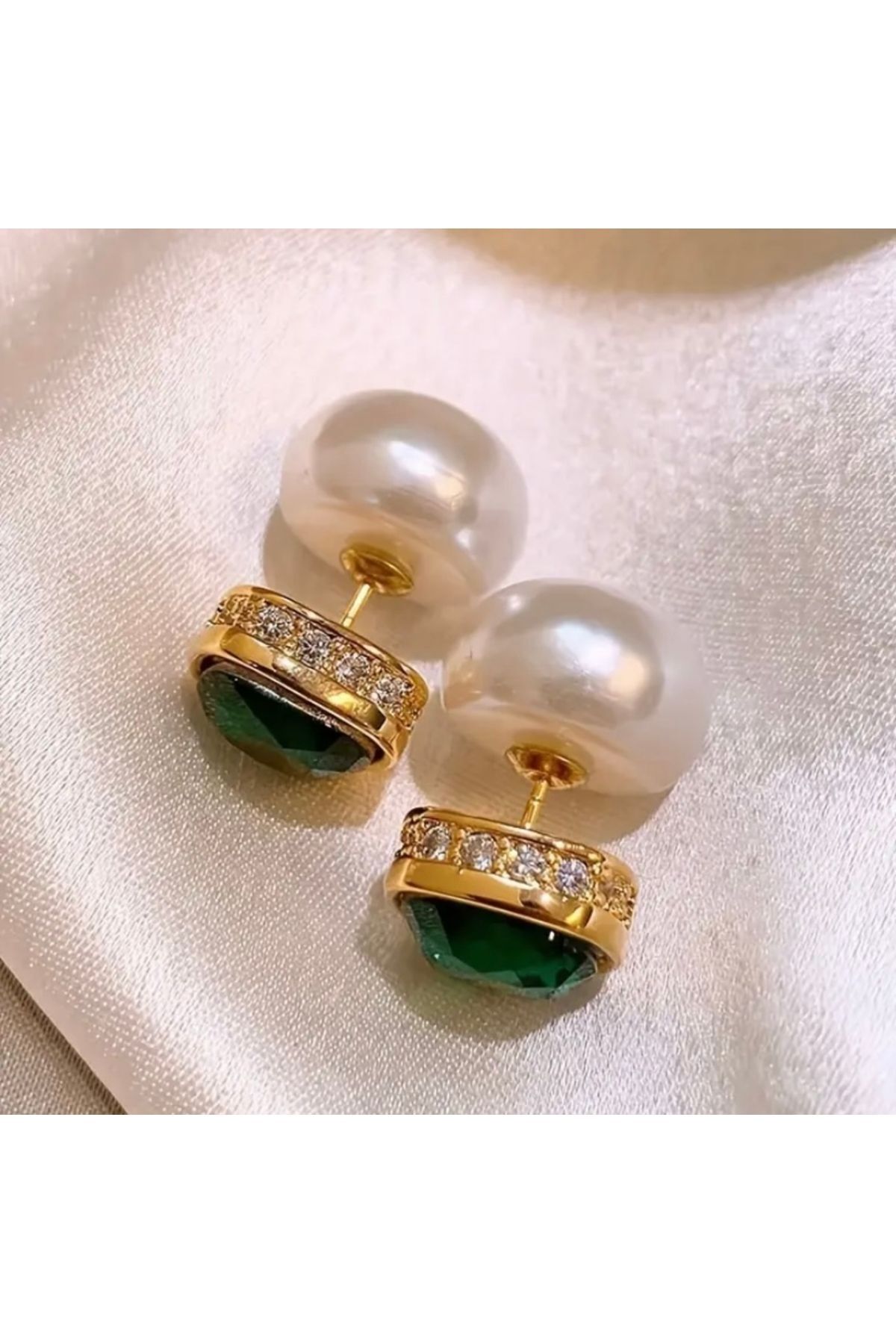 Vanilla Avenue Vintage Elegant Geometrik Kare Tasarım Çift Taraflı Inci Şık Günlük Kadın Küpe