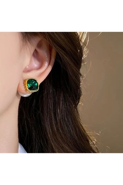 Vanilla Avenue Vintage Elegant Geometrik Kare Tasarım Çift Taraflı Inci Şık Günlük Kadın Küpe