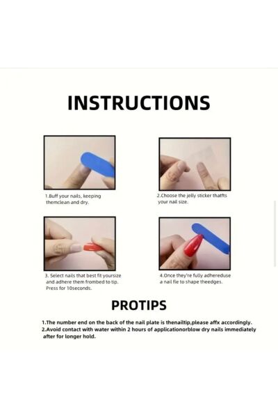 Vanilla Avenue Kare Siyah French Kalp Desenli Kendinden Yapışkanlı Takma Tırnak 24 Tırnak