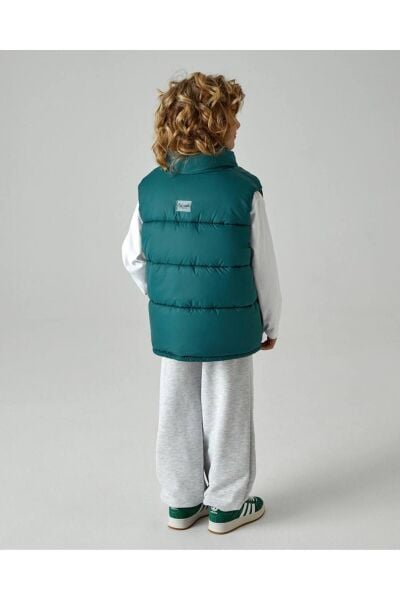 Moon Home Collection Unisex Yeşil Su İtici Yarım Balıkçı Yaka Fermuarlı Şişme Yelek