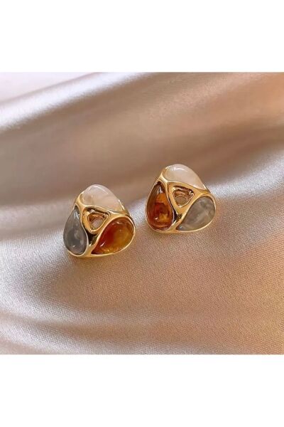 Vanilla Avenue Fransız Retro Stil Zarif Geometrik Şekil Taşlı Niche Günlük Kadın Küpe