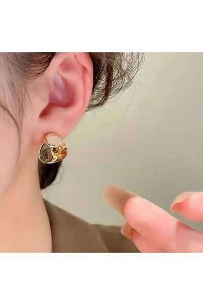 Vanilla Avenue Fransız Retro Stil Zarif Geometrik Şekil Taşlı Niche Günlük Kadın Küpe