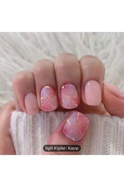 Vanilla Avenue Kısa Kare Fransız Pembe Gradyan Kendinden Yapışkanlı Takma Tırnak Seti 24 Adet