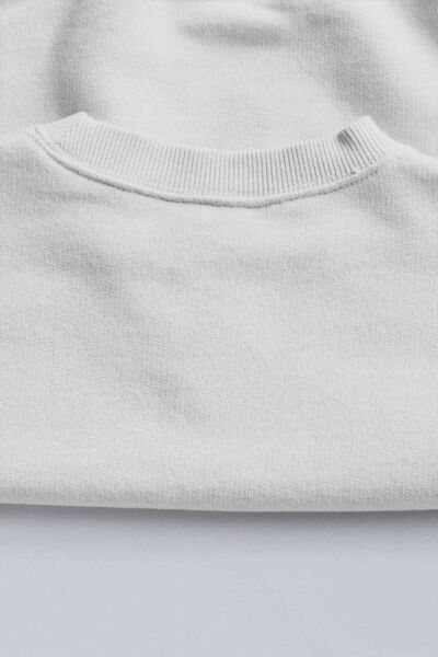 Beyaz Renk Sloganlı Kız Erkek Çocuk Unisex Üst Sweatshirt