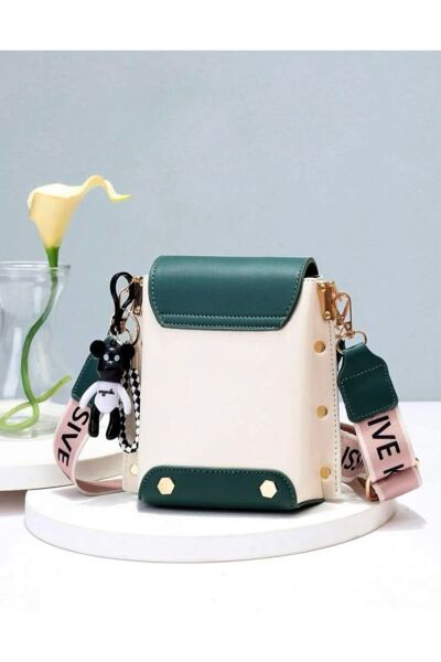Moon Home Collection Koyu Yeşil Askılı Yazı Detaylı Çapraz Kadın Çanta