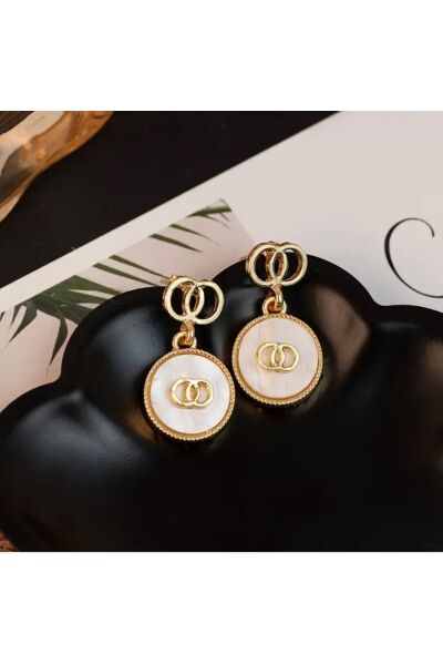 Moon Home Collection Altın Sarısı Detaylı Vintage Halka Sallantılı Kadın Küpe