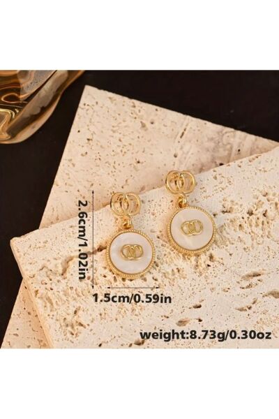 Moon Home Collection Altın Sarısı Detaylı Vintage Halka Sallantılı Kadın Küpe