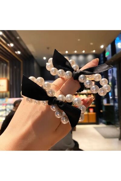 Vanilla Avenue 1 Adet Siyah Fiyonk Detaylı Incili Zarif Kadın Saç Aksesuarı