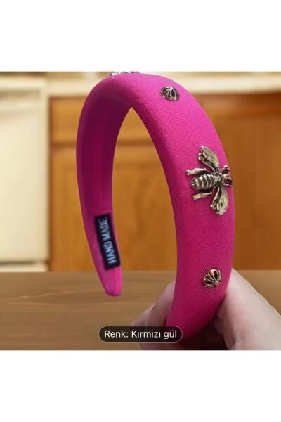 Vanilla Avenue Vintage Fuşya Pembe Arı Desenli Günlük Kullanım Kadın Taç