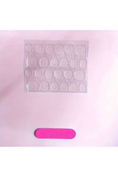 Vanilla Avenue Pembe Beyaz Ay Işığı Kalp Desenli Kendinden Yapışkanlı Takma Tırnak 24 Adet