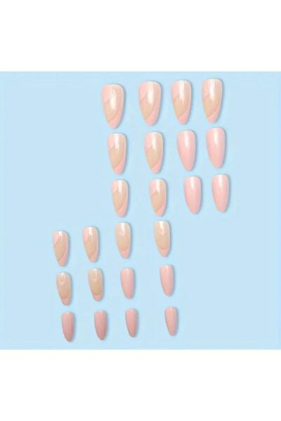 Vanilla Avenue Pembe Uzun Badem Kesim Kendinden Yapışkanlı Takma Tırnak 24 Adet