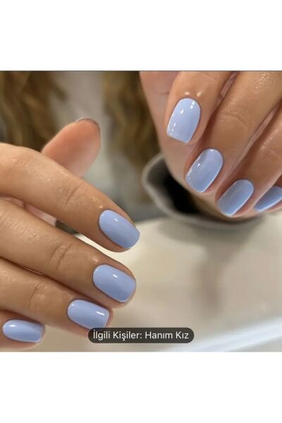 Vanilla Avenue Bebe Mavisi Kısa Kare Kendinden Yapışkanlı Takma Tırnak Seti 24 Adet