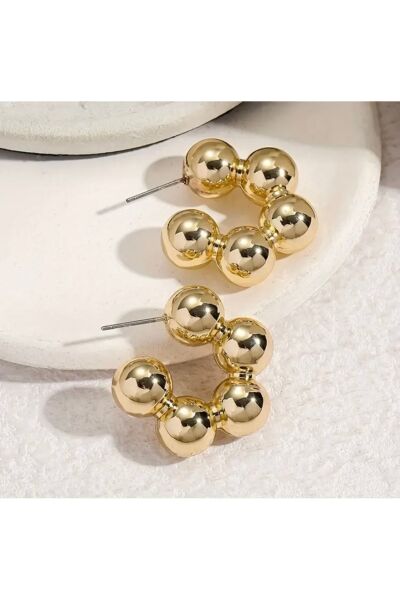 Vanilla Avenue Altın Sarısı C Şeklinde Bubble Tasarım Kadın Küpe