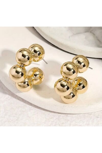 Vanilla Avenue Altın Sarısı C Şeklinde Bubble Tasarım Kadın Küpe