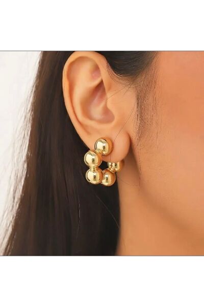 Vanilla Avenue Altın Sarısı C Şeklinde Bubble Tasarım Kadın Küpe