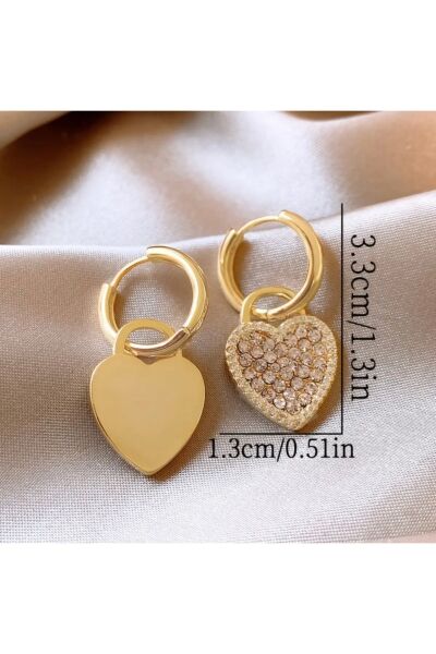 Vanilla Avenue Şık Kalp Şeklinde Taşlı Sallantılı 925 Gümüş Kadın Küpe